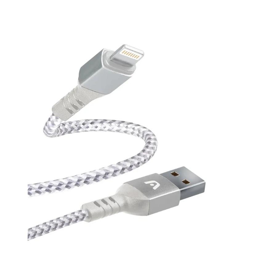 Cable Trenzado de Nailon Lightning a USB 2.0 1,8 m - Blanco ARGOMTECH  ARG-CB-0023WT